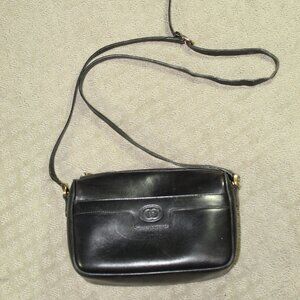 Authentic Vintage Gucci Crossbody Smooth Black Leather Purse w/ COA